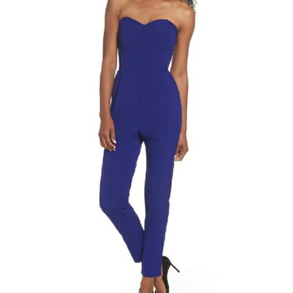 adelyn rae strapless slim leg jumpsuit